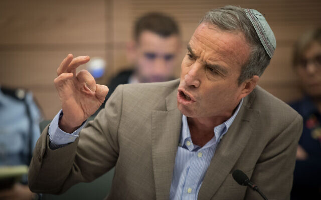 Knesset Member Elazar Stern speaks during an Interior Affairs Committee meeting at the Knesset on February 20, 2018. (Yonatan Sindel/Flash90)