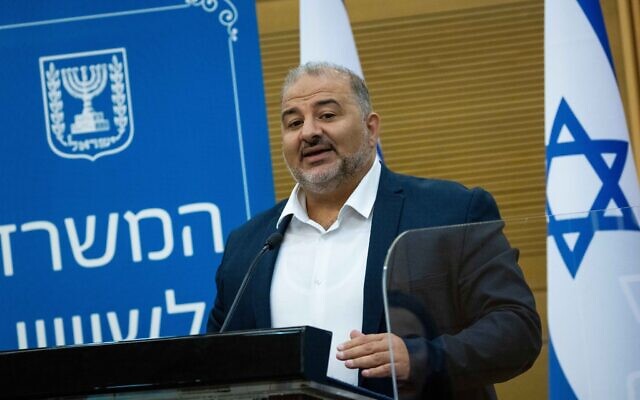 Ra'am party leader Mansour Abbas holds a press conference in the Knesset, on October 25, 2021. (Yonatan Sindel/Flash90)
