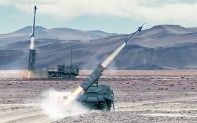 A SPYDER surface-to-air missile is fired in a test in an undated photograph. (Defense Ministry)
