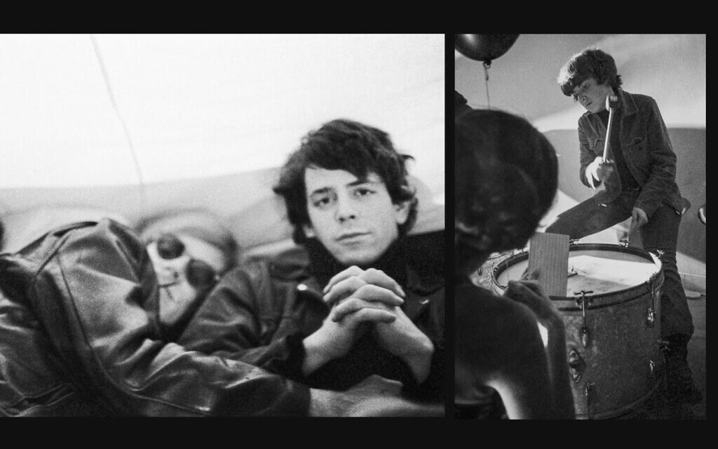 Andy Warhol, Lou Reed and Moe Tucker from archival photography in a split-screen frame from the new documentary 'The Velvet Underground' by filmmaker Todd Haynes (Courtesy Apple TV+)