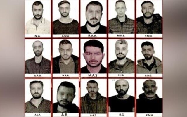 Photos of 15 men alleged to be Mossad agents, published by the Turkish Sabah daily on October 25, 2021. (Screenshot)