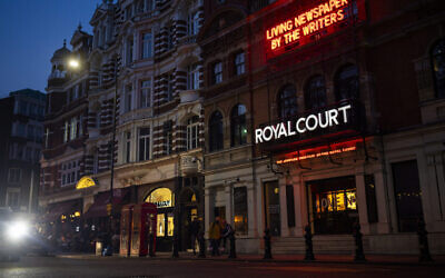 A view of the Royal Court Theatre in Sloane Square Apr. 20, 2021 in London, England. (Rob Pinney/Getty Images via JTA)