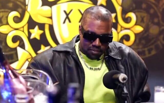 Kanye West on the 'Drink Champs' podcast, November 5, 2021. (Screen shot via JTA)