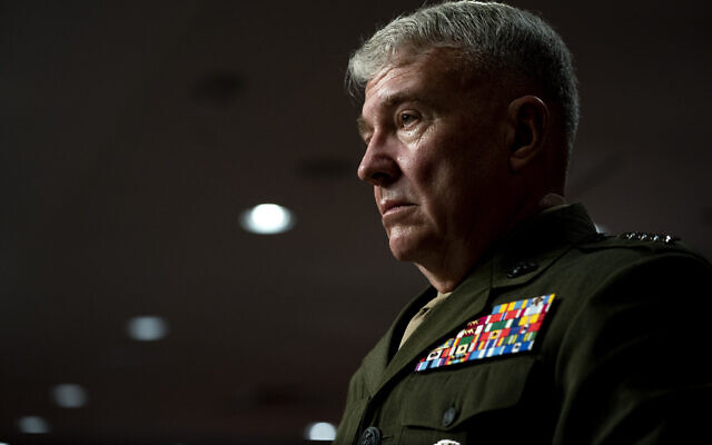 Gen. Kenneth McKenzie, commander of the United States Central Command, listens during a Senate Armed Services Committee hearing, September 28, 2021, on Capitol Hill in Washington. (Stefani Reynolds/The New York Times via AP, Pool)