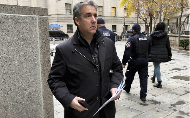 Michael Cohen, former president Donald Trump's longtime personal lawyer, arrives at Federal Court, in New York, November 22, 2021, after completing his three-year prison sentence, most of which was served in home confinement after the coronavirus outbreak made it easier for inmates in minimum security prison camps to gain early release. (AP Photo/Lawrence Neumeister)