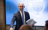 Bank of Israel Governor Prof. Amir Yaron attends a press conference presenting the bank's annual report in Jerusalem on March 31, 2019. (Yonatan Sindel/ Flash90)