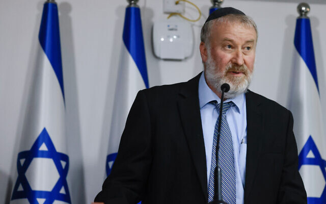 Attorney General Avichai Mandelblit at the Justice Ministry in Jerusalem on June 14, 2021. (Olivier Fitoussi/Flash90)