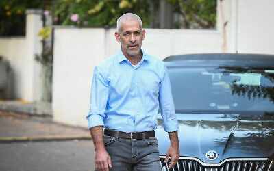 Head of the Shin Bet security service Ronen Bar leaves his home in Rishpon, central Israel, October 11, 2021. (Flash90)