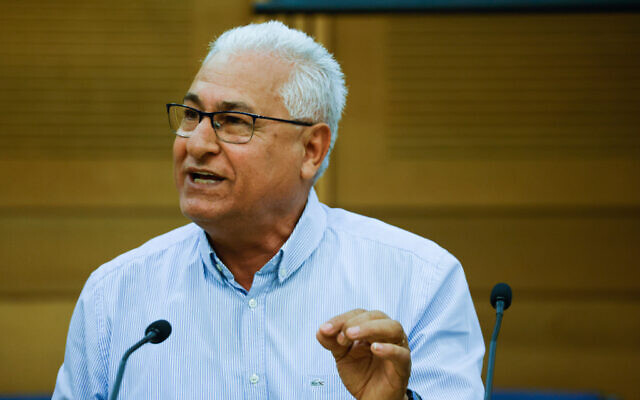 MK Mazen Ghnaim speaks during a committee meeting, in the Knesset, October 27, 2021. (Olivier Fitoussi/Flash90)