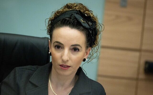 Yamina MK Idit Silman chairs a Knesset Arrangements Committee meeting on November 8, 2021. (Yonatan Sindel/Flash90)