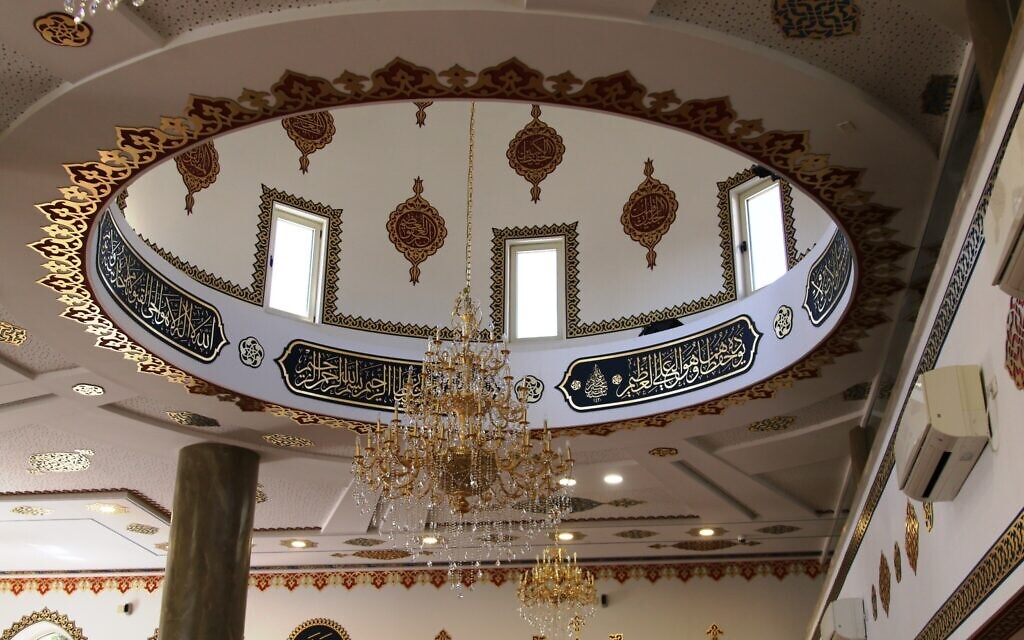 Ceiling of the Great Mosque in Abu Ghosh, October 2021. (Shmuel Bar-Am)