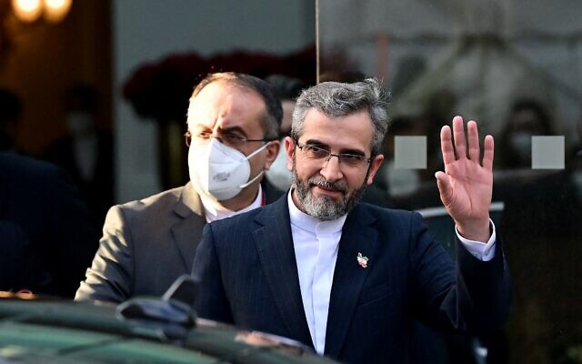 Iran's chief nuclear negotiator Ali Bagheri Kani is seen leaving the Coburg Palais, venue of the Joint Comprehensive Plan of Action (JCPOA) meeting aimed at reviving the Iran nuclear deal, in Vienna, on December 3, 2021. (Joe Klamar/AFP)