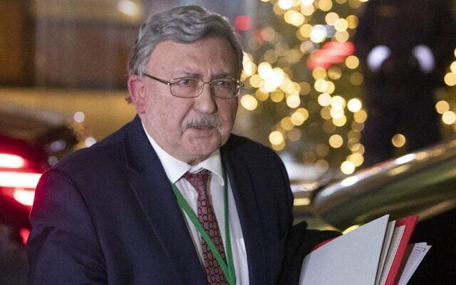 Russia's envoy to the International Atomic Energy Agency, Mikhail Ulyanov, is pictured at the Coburg Palais, venue of talks aimed at reviving the Iran nuclear deal, in Vienna on December 27, 2021. (Alex Halada/AFP)