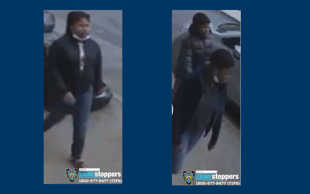 NYPD photo of suspects sought in relation to three attacks on Jewish New Yorkers in November 2021. (NYPDHateCrimes/Twitter)