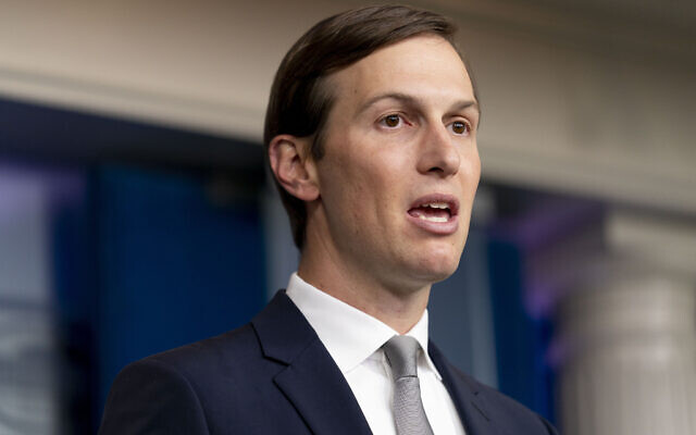 In this August 13, 2020 file photo, White House senior adviser Jared Kushner speaks at a press briefing at the White House in Washington. (AP Photo/Andrew Harnik, File)