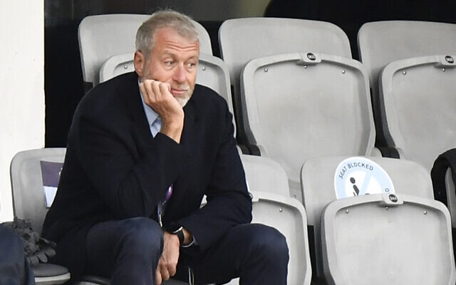 Chelsea soccer club owner Roman Abramovich attends the UEFA Women's Champions League final soccer match against FC Barcelona in Gothenburg, Sweden, on May 16, 2021. (AP Photo/Martin Meissner)