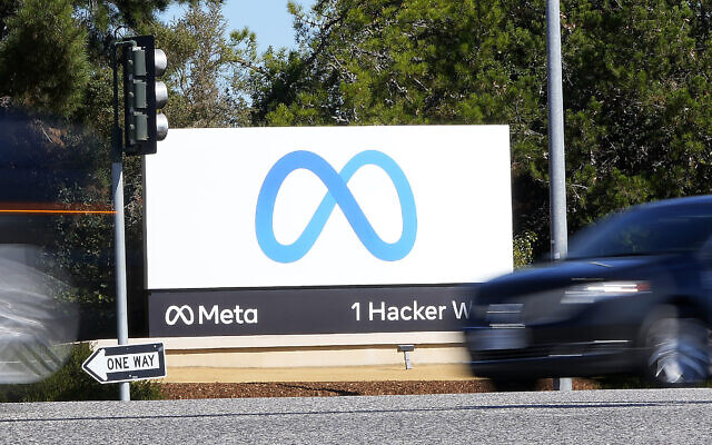 Facebook unveiled its new Meta sign at the company headquarters in Menlo Park, California, on October 28, 2021. (AP Photo/Tony Avelar, File)