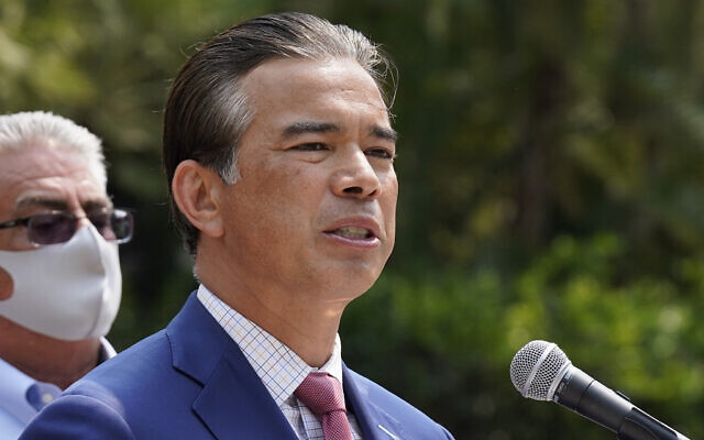 California Attorney General Rob Bonta speaks at a news conference in Sacramento, California, on August 17, 2021. (Rich Pedroncelli/AP)