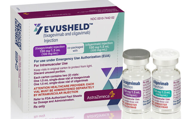 Undated photo provided in December 2021 by AstraZeneca shows its Evusheld anti-body medication. (AstraZeneca via AP)