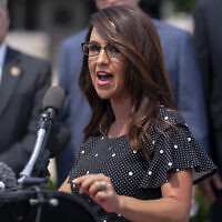 Rep. Lauren Boebert, Republican-Colorado, speaks at a news conference on Capitol Hill in Washington, July 29, 2021. (Andrew Harnik/AP)