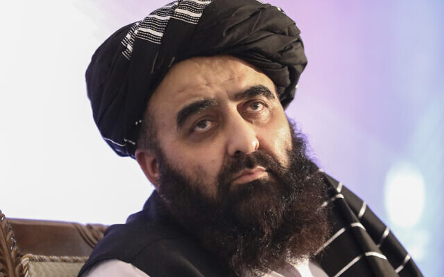 The foreign minister in Afghanistan's new Taliban-run cabinet, Amir Khan Muttaqi, gives a press conference in Kabul, Afghanistan, on September 14, 2021. (Muhammad Farooq/AP)