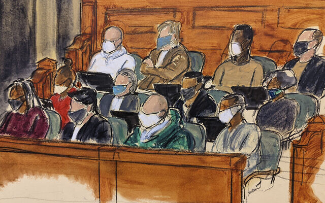 The main jury panel sits in the jury box waiting to be dismissed after deliberating during Ghislaine Maxwell's sex trafficking trial, December 21, 2021 in New York. (Elizabeth Williams via AP)