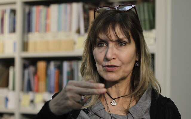 Dr. Dorit Nitzan speaks to the Associated Press for an interview in Kiev, Ukraine., April 15, 2013. (AP Photo/Sergei Chuzavkov)