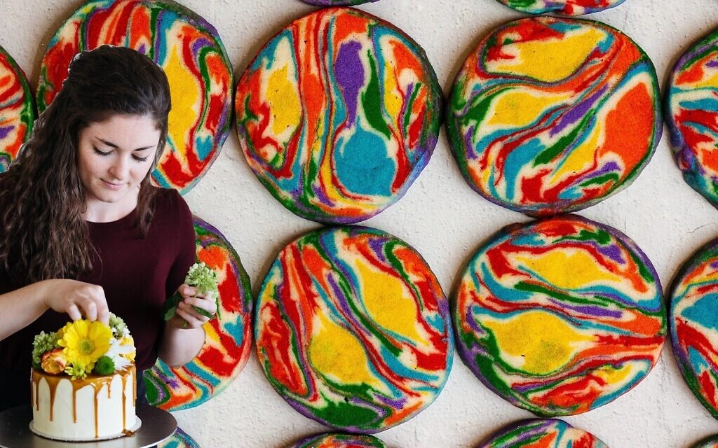 Elana Berusch pioneered colorful marble shortbread that became the Washington Post's cover cookie for the 2021 holiday season. (Photos courtesy Berusch/ via JTA)