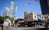Old and new buildings around the Rothschild Boulevard in Tel Aviv on September 8, 2021 (Nati Shohat/FLASH90)