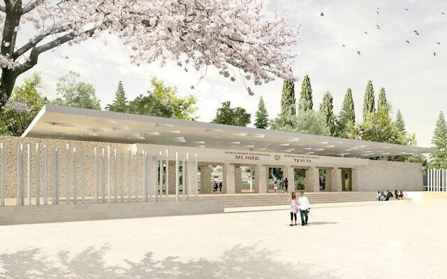 An artistic rendering of the future opening gate of the Mount Herzl cemetery. (Herzlberg Architects)