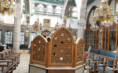 Joe Jajati in the al-Franj Synagogue in Damascus. (Courtesy)