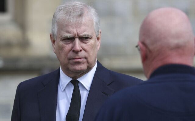 In this file photo taken on April 11, 2021, Britain's Prince Andrew, Duke of York attends the Sunday service at the Royal Chapel of All Saints in Windsor, England.(Steve Parsons / POOL / AFP)