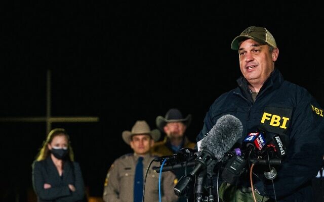 FBI Special Agent In Charge Matthew DeSarno speaks at a news conference near the Congregation Beth Israel synagogue on January 15, 2022, in Colleyville, Texas. (Brandon Bell/Getty Images via AFP)