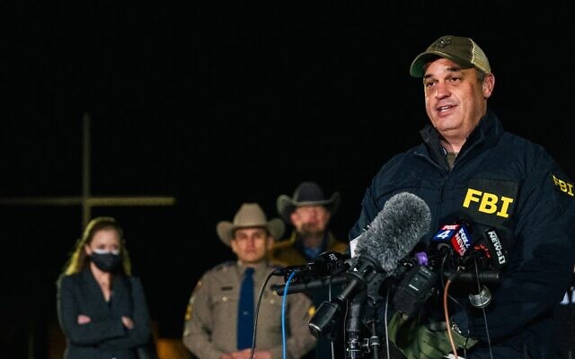FBI Special Agent In Charge Matthew DeSarno speaks at a news conference near the Congregation Beth Israel synagogue on January 15, 2022 in Colleyville, Texas (Brandon Bell / GETTY IMAGES NORTH AMERICA / Getty Images via AFP)