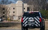 A law enforcement vehicle is seen near the Congregation Beth Israel synagogue on January 16, 2022, in Colleyville, Texas. (Brandon Bell/Getty Images/AFP)