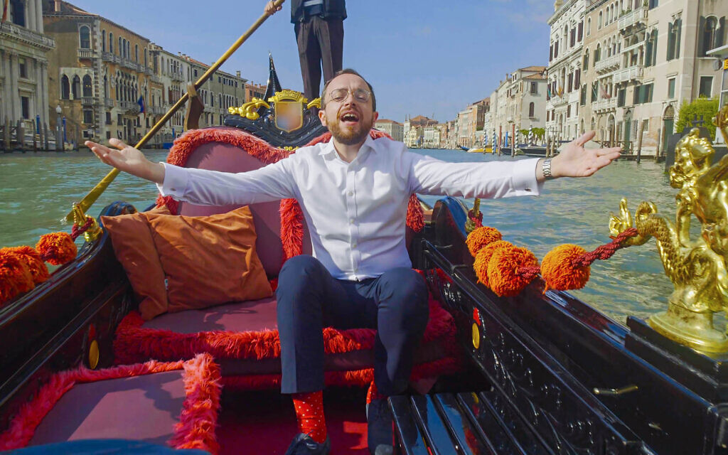 Cantor Yisroel Leshes filmed his first music video for his song 'Younger World' while on vacation in Venice, teaming up with local Venetian directors and cinematographers. (Courtesy/ via JTA)