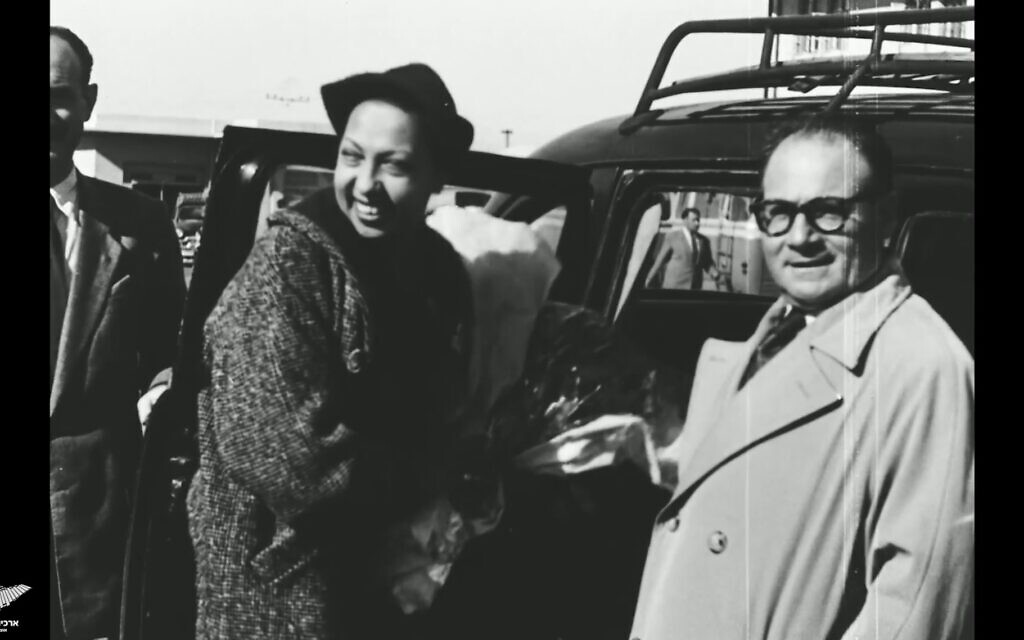 Josephine Baker visits Israel in 1954 in footage available in the Israel Film Archive. (Screenshot from the Israeli Film Archive and the Jerusalem Cinematheque, Israel state archives/via JTA)