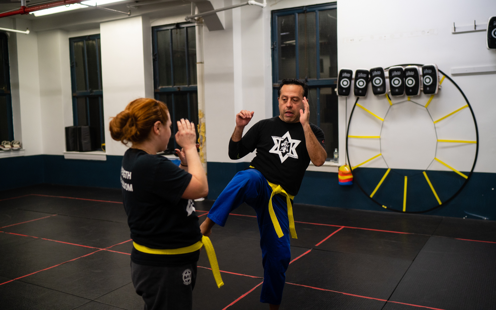 Students train Krav Maga through the Legion self-defense program in New York City. (Luke Tress/Times of Israel)
