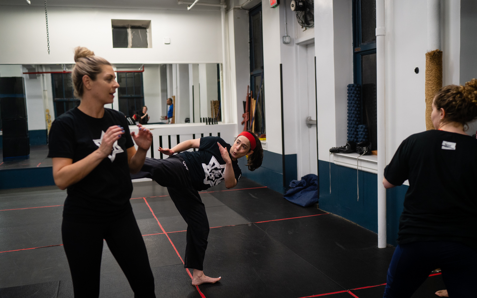 Students train Krav Maga through the Legion Self Defense program in New York City. (Luke Tress/Times of Israel)