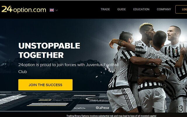 24Option was an official sponsor of the Juventus football club in 2014-2019 (Screenshot)
