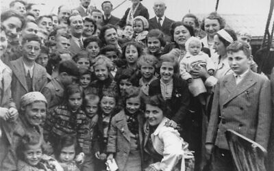 Jewish refugees on deck of the MS St. Louis in 1939. (Courtesy of the Arlekin Players)