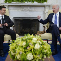 Illustrative: US President Joe Biden meets with Ukrainian President Volodymyr Zelenskyy in the Oval Office of the White House, Wednesday, Sept. 1, 2021, in Washington. (AP Photo/Evan Vucci)