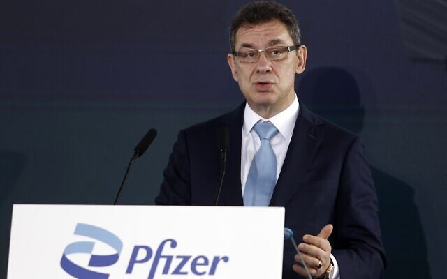 Pfizer CEO Albert Bourla speaks during a ceremony in Thessaloniki, Greece, on Oct. 12, 2021.  (AP Photo/Giannis Papanikos, File)
