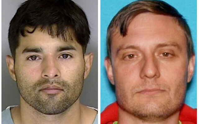 This combo of file images shows Steven Carrillo (left) provided by the Santa Cruz County Sheriff's Office, and Robert Alvin Justus Jr., in undated Department of Motor Vehicles photo provided by the FBI. (Santa Cruz County Sheriff's Office; FBI via AP)