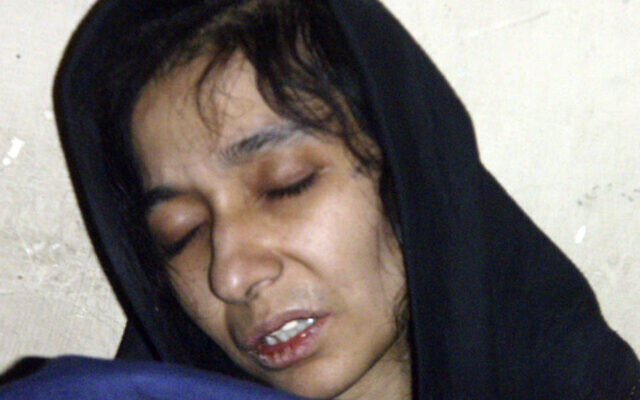 Aafia Siddiqui, possible al-Qaeda associate, is seen in the custody of Counter Terrorism Department of Ghazni province in Ghazni City, Afghanistan, July 17, 2008. (AP Photo)