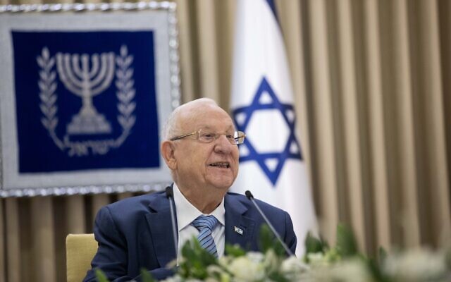 Then-president Reuven Rivlin at the President's Residence in Jerusalem on April 5, 2021. (Yonatan Sindel/Flash90)