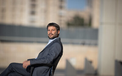 Bezalel Smotrich, leader of the opposition Religious Zionist Party, outside the Knesset, on July 13, 2021. (Yonatan Sindel/Flash90)