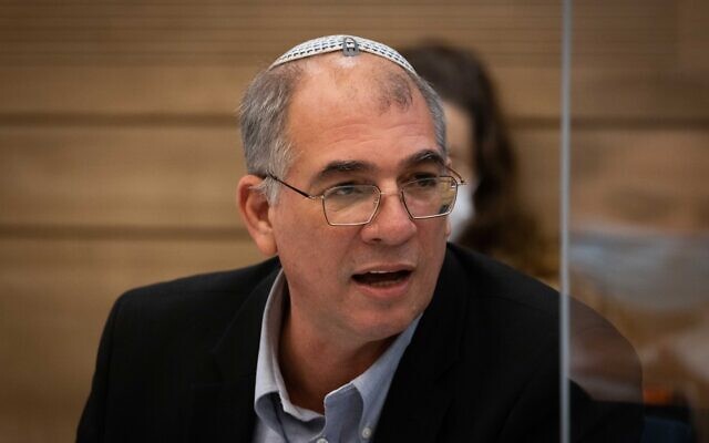 Yamina MK Nir Orbach attends a Knesset committee meeting on September 25, 2021. (Yonatan Sindel/Flash90)