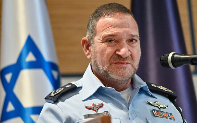Chief of Police Kobi Shabtai speaks during a ceremony in the northern city of Nazareth, on November 9, 2021 (Michael Giladi/Flash90)
