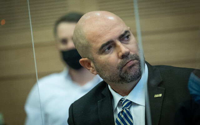 Likud MK Amir Ohana attends a Knesset committee meeting, December 13, 2021. (Yonatan Sindel/Flash90)